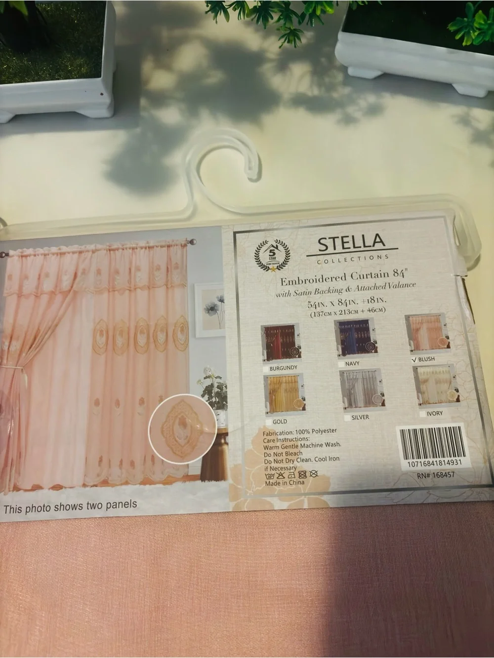 Set Stellah Pink Peach Embroidered Curtain Panel with Gold Detailing